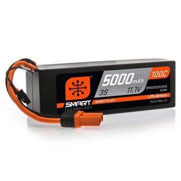 Spektrum 5000mAh 3S 11.1V 100C Smart LiPo Hardcase; IC5 (O-SPMX50003S100H5)