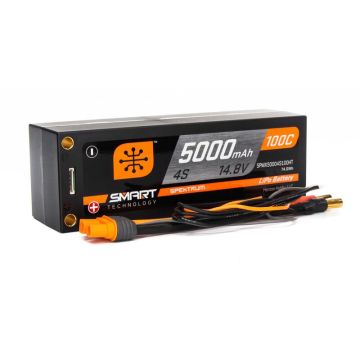 Spektrum 5000mAh 4S 14.8V 100C Smart LiPo Short; 5mm Tubes (O-SPMX50004S100HT)