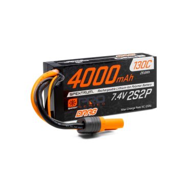 Spektrum 7.4V 4000mAh 2S 130C Smart No Prep Drag LiPo Battery: IC5 (O-SPMXDRB1)