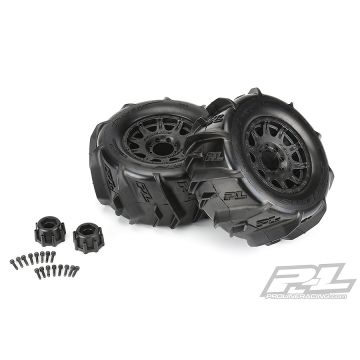 Proline Dumont 3.8" Paddle Tyres On Raid Black 8x32 17MM Wheel (G-PRO10192-10)