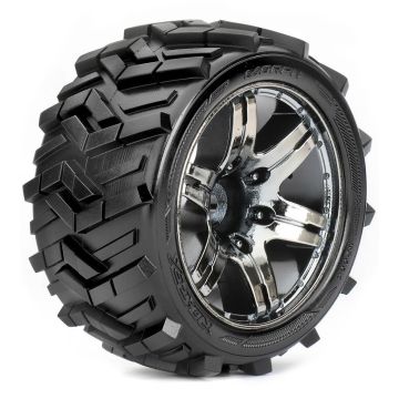 Roapex Stadium Truck 1:10 Tyre Morph On Chrome Black Wheels 12mm (2) (R2004CB2)