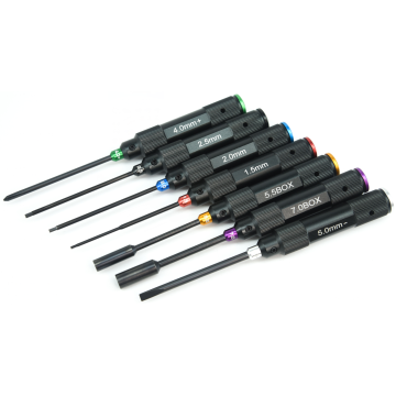 SC Models Premium Tool Set 7pcs 1.5, 2.0, 2.5 Hex, 5.5, 7.0 Box, Flat + Pozi (SCRNA1501)