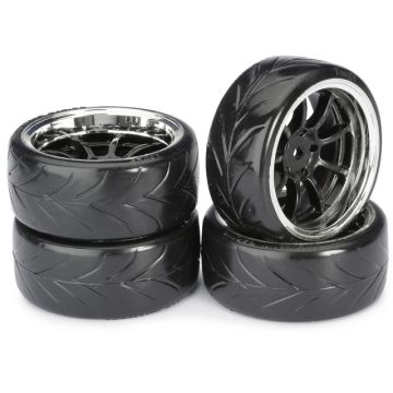 Absima Wheel Set Drift LP " 9 Spoke / Profile A" black/chrome 1:10 (4 pcs) (AB2510044)