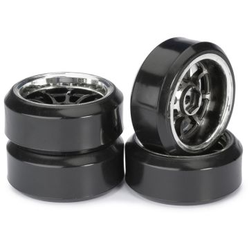 Absima Wheel Set Drift LP " 9 Spoke / Profile C" black/chrome 1:10 (4 pcs) (AB2510045)