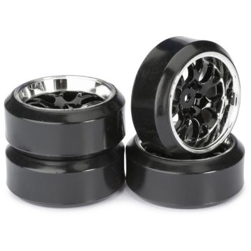 Absima Wheel Set Drift LP " Comb / Profile C" black/chrome 1:10 (4 pcs) (AB2510042)