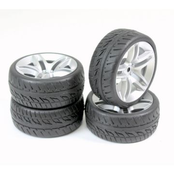 Absima Wheel Set Onroad "10 Spoke / Profile" Silver 1:10 (4) (AB2510005)