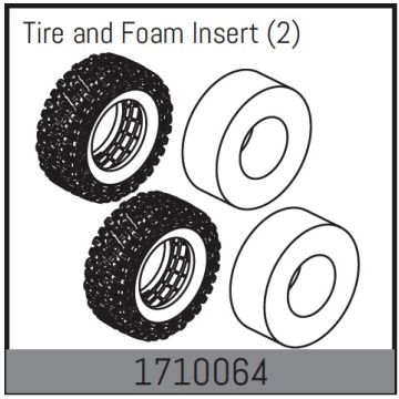 Absima Tire And Foam Insert (2) (AB1710064)