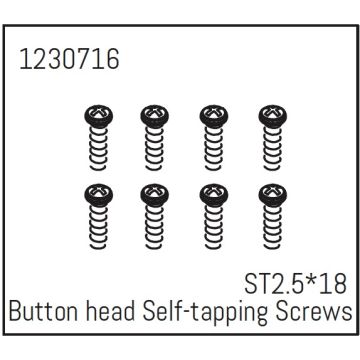Absima Button Head Self-Tapping Screws St2.5*18 (8) - Khamba (AB1230716)