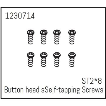 Absima Button Head Self-Tapping Screws St2*8 (8) - Khamba (AB1230714)