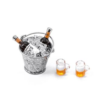 SC Models 1:10 Mini Ice Bucket, Beers, Bottles, Ice Cubes (SCDTEL06018)