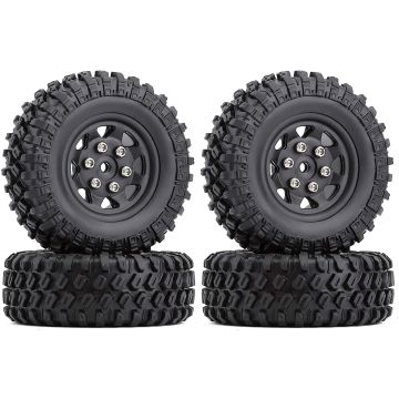 SC Models 1.0'' Plastic Wheel & Tire Set Axial SCX24 - 4pcs Black (SCDTSCX24-34)