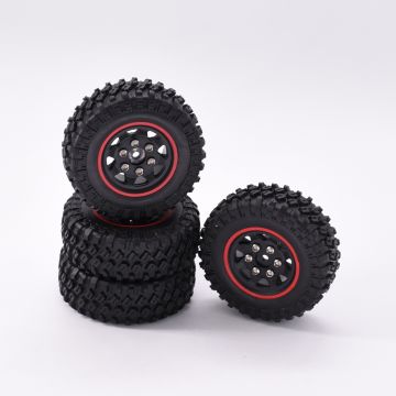 SC Models 1.0'' Plastic Wheel & Tire Set Axial SCX24 - 4pcs Red (SCDTSCX24-48)