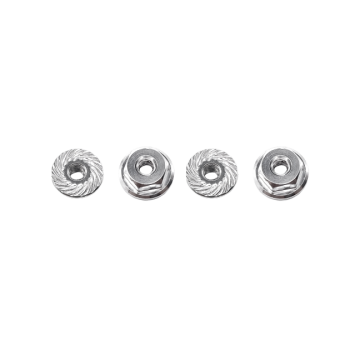SC Models 3mm Aluminium Serrated Lock Nut 4pcs Silver (SCKR18002B)