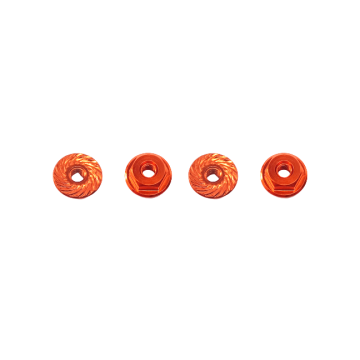 SC Models 3mm Aluminium Serrated Lock Nut 4pcs Orange (SCKR18002C)