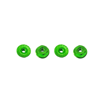 SC Models 3mm Aluminium Serrated Lock Nut 4pcs Green (SCKR18002D)
