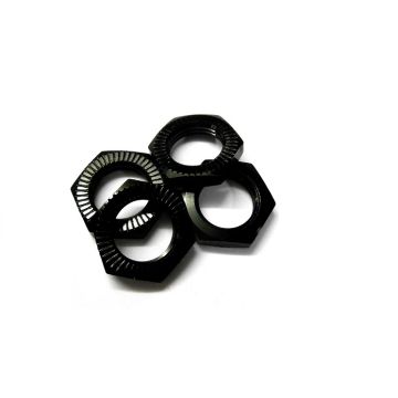 SC Models 17mm X 1.0 Black Serrated Wheel Nuts (4Pcs) (SCKRNL170F)