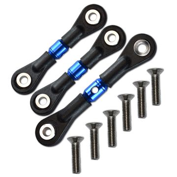 SC Models Tamiya TT-02 Adjustable Steering Link Rod Tie Rod Kit - Blue (SCLFTT02043B)