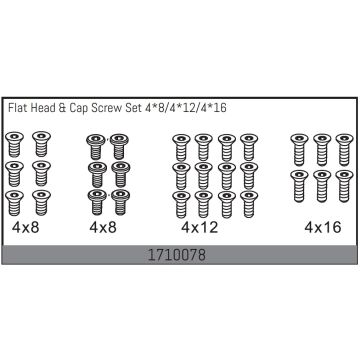Absima Flat Head & Cap Screw Set 4*8/4*12/4*16 (AB1710078)
