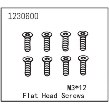 Absima Flat Head Screw M3*12 (8) (AB1230600)