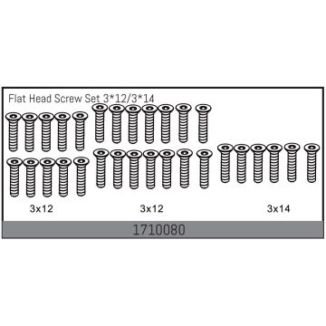 Absima Flat Head Screw Set 3*12/3*14 (AB1710080)