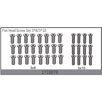 Absima Flat Head Screw Set 3*8/3*10 (AB1710079)