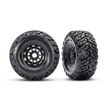 Traxxas Tyres & Wheels, Assembled, Glued, (Black Wheels, Maxx Slash Belted Tyres, Foam inserts) (17mm splined)(TRX10272)