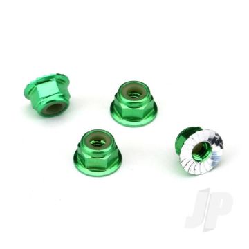 Traxxas Nuts, Aluminium, Flanged, Serrated (4Mm) (Green-Anodised) (4 Pcs) (TRX1747G)