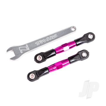 Traxxas Camber Links, Rear (Tubes Pink-Anodised, 7075-T6 Aluminium, Stronger Than Titanium) (2) (Assembled With Rod Ends And Hollow Balls)/ Aluminium Wrench (1) (Fits Drag Slash) (TRX2443P)