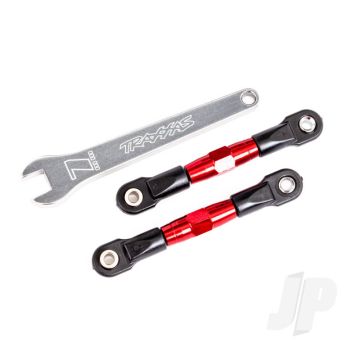 Traxxas Camber Links, Rear (Tubes Red-Anodised, 7075-T6 Aluminium, Stronger Than Titanium) (2) (Assembled With Rod Ends And Hollow Balls)/ Aluminium Wrench (1) (Fits Drag Slash) (TRX2443R)