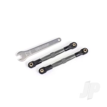 Traxxas Toe Links, Front (Tubes Charcoal Gray-Anodised, 7075-T6 Aluminium, Stronger Than Titanium) (2) (Assembled With Rod Ends And Hollow Balls)/ Aluminium Wrench (1) (Fits Drag Slash) (TRX2445A)