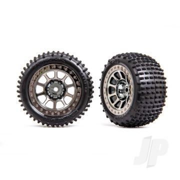 Traxxas Tyres & Wheels, Assembled (2.2' Black Chrome Wheels, Alias 2.2' Tyres) (2) (Bandit Rear, Medium Compound With Foam Inserts) (TRX2470T)
