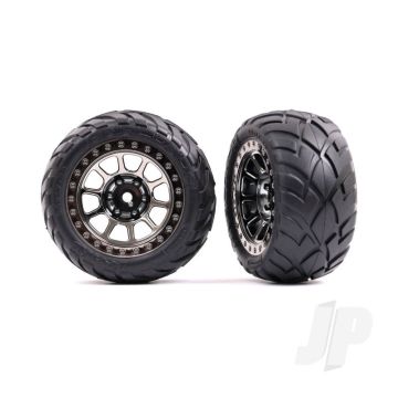 Traxxas Tyres & Wheels, Assembled (2.2' Black Chrome Wheels, Anaconda 2.2' Tyres With Foam Inserts) (2) (Bandit Rear)) (TRX2478T)