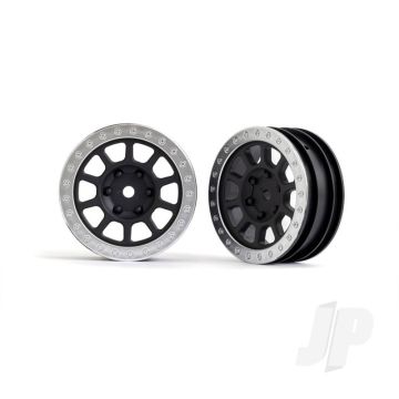 Traxxas Wheels, 2.2' (Graphite Gray, Satin Chrome Beadlock) (2) (Bandit Front) (TRX2481)