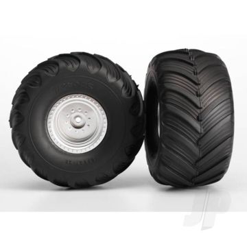 Traxxas Tyres And Wheels, Assembled Glued Terra Groove Dual Profile Tyres (2Wd Electric Rear) (2 Pcs) (TRX3665)