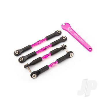 Traxxas Turnbuckles, Aluminium (Pink-Anodised), Camber Links, Front, 39Mm (2), Rear, 49Mm (2) (Assembled W/Rod Ends & Hollow Balls)/ Wrench (TRX3741P)