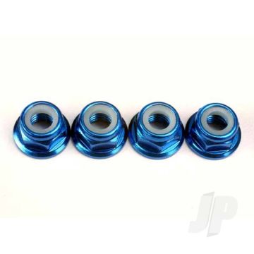 Traxxas Nuts, 5Mm Flanged Nylon Locking (Aluminium, Blue-Anodised) (4 Pcs) (TRX4147X)