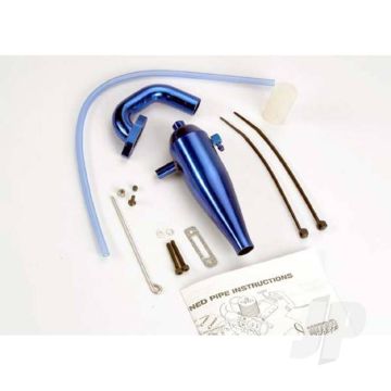 Traxxas Aluminium Tuned Pipe & Header (Complete With Mounting Hardware) (Strong Power Across Mid And Upper Rpm Range) (Blue-Anodised) (TRX4485)