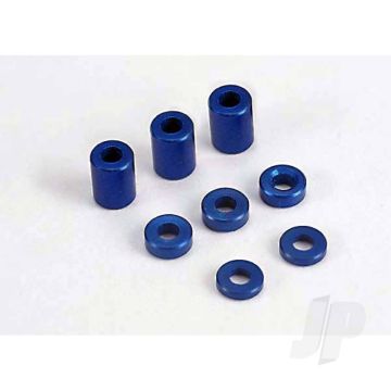 Traxxas Blue-Anodised, Aluminium Spacers (3X6X8Mm) (3 Pcs) / (3X6X1.5Mm) (2 Pcs) / 3X6X2.5Mm) (4 Pcs) (TRX4829)