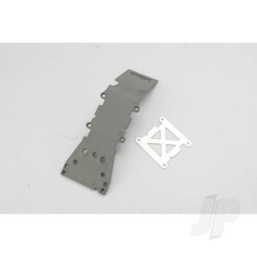 Traxxas Skidplate, Front Plastic (Grey) / Stainless Steel Plate (TRX4937A)