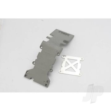 Traxxas Skidplate, Rear Plastic (Grey) / Stainless Steel Plate (TRX4938A)