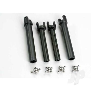 Traxxas Half Shafts, Long (Heavy Duty) (External-Splined (2 Pcs) & Internal-Splined (2 Pcs)) / Metal U-Joints (4 Pcs) (TRX4951X)