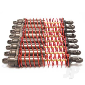Traxxas Big Bore Shocks (Xx-Long) (Hard-Anodised & Ptfe-Coated T6 Aluminium) (Assembled) With Red Springs, Tin Shafts (8 Pack) (TRX4962)