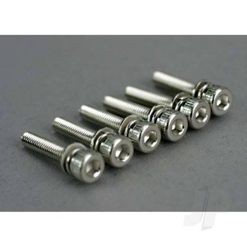 Traxxas Screws, 3X15Mm Cap-Head Machine (Hex Drive) ( With Split And Flat Washers) (6 Pcs) (TRX5142)