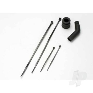 Traxxas Pipe Coupler, Moulded (Black) / Exhaust Deflecter (Rubber, Black) / Cable Ties, Long (2 Pcs) / Cable Ties, Short (2 Pcs) (TRX5245X)