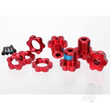 Traxxas Wheel Hubs, Splined, 17Mm (Red-Anodised) (4 Pcs) / Wheel Nuts, Splined, 17Mm (Red-Anodised) (4 Pcs) / Screw Pins, 4X13Mm ( With Threadlock) (4 Pcs) (TRX5353R)