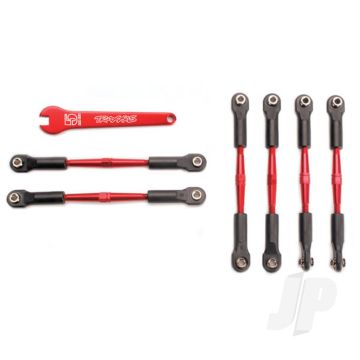Traxxas Turnbuckles, Aluminium (Red-Anodised), Camber Links, 58Mm (4 Pcs) / Front Toe Links, 61Mm (2 Pcs) (Assembled With Rod Ends And Hollow Balls) / Aluminium 5Mm Wrench (Red-Anodised) (TRX5539X)