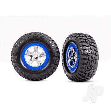 Traxxas Tyres & Wheels, Assembled, Glued (Sct Chrome, Blue Beadlock Style Wheels, Bfgoodrich Mud-Terrain T/A Km2 Tyres, Foam Inserts) (2) (4Wd Front/Rear, 2Wd Rear Only) (TRX5867A)