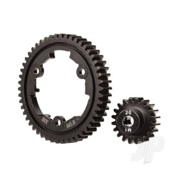 Traxxas Spur Gear, 50-Tooth, Steel (Wide-Face)/ Gear, 20-T Pinion (1.0 Metric Pitch) (Fits 5Mm Shaft)/ Set Screw (TRX6450)