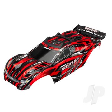 Traxxas Body, Rustler 4X4, Red / Window, Grille, Lights Decal Sheet (Assembled With Front & Rear Body Mounts And Rear Body Support For Clipless Mounting) (TRX6718)