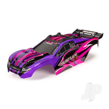 Traxxas Body, Rustler 4X4, Pink & Purple/ Window, Grille, Lights Decal Sheet (Assembled With Front & Rear Body Mounts And Rear Body Support For Clipless Mounting) (TRX6734P)